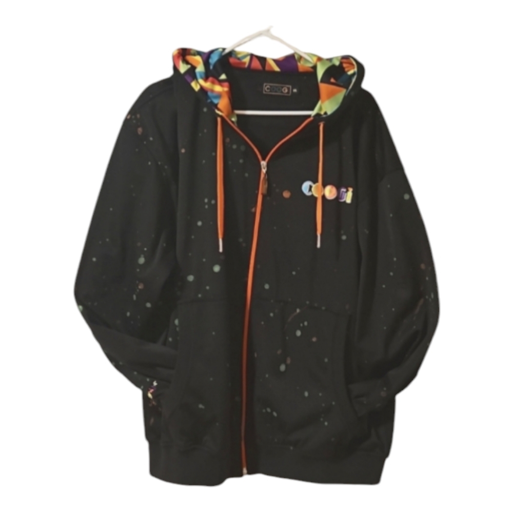 COOGI multi color sweatshirt/ hoodie full zip logo and patch 4xl